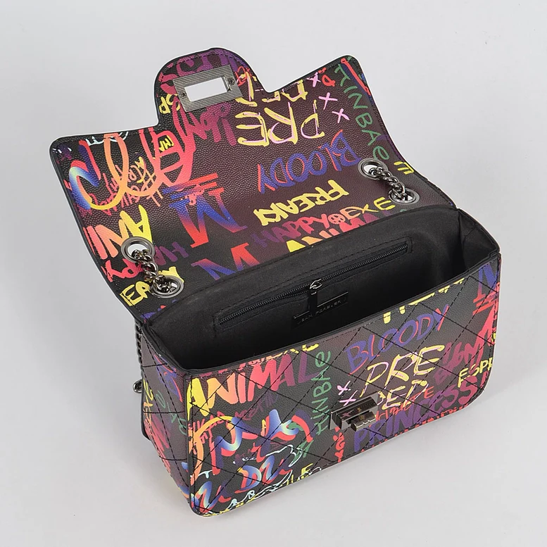 3AM Black Graffiti Quilted Clutch - Image 2