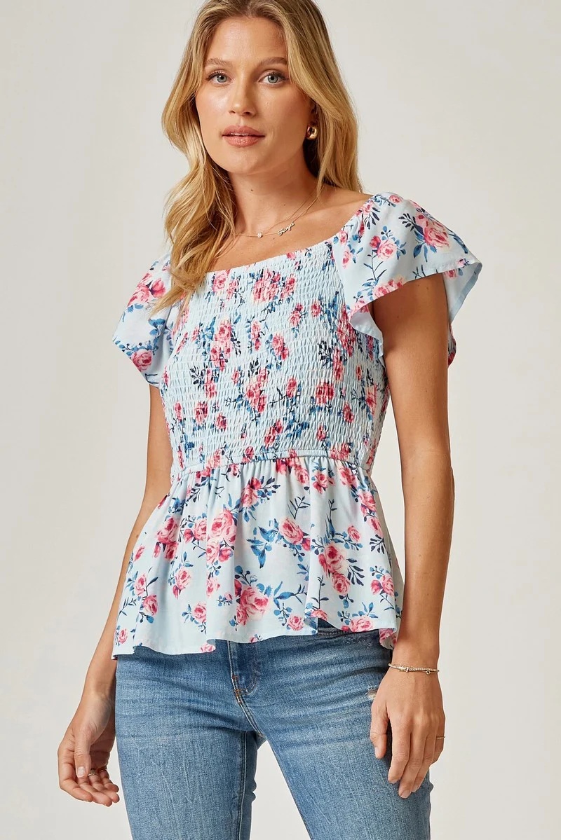 Andree Ditsy Floral Smocked Top