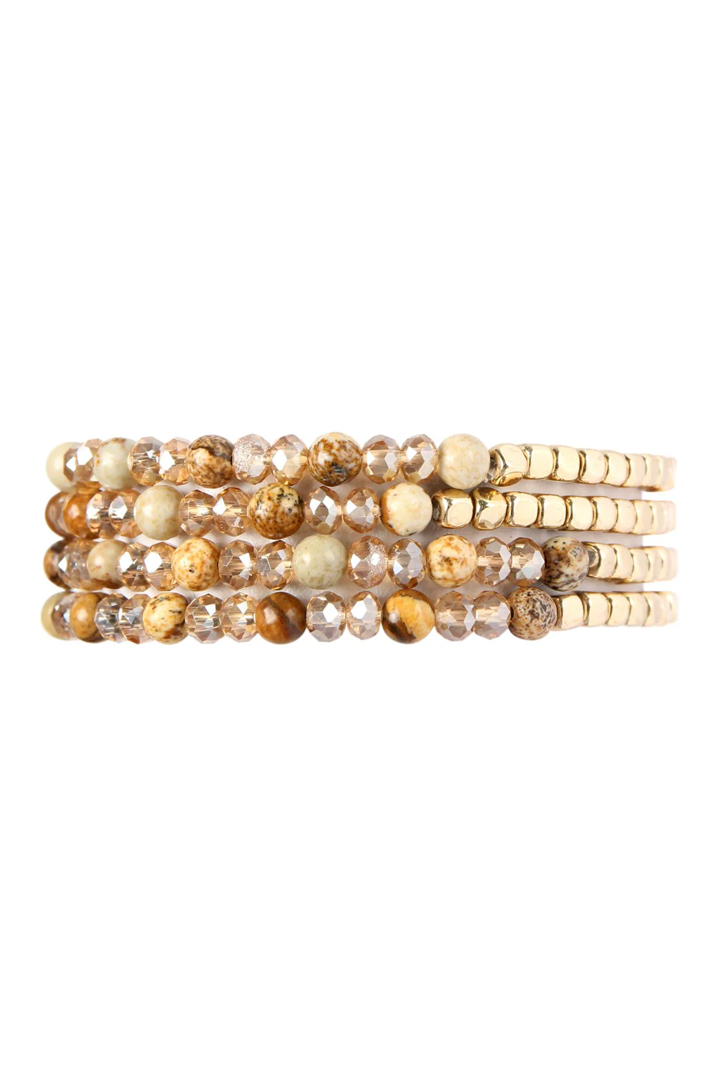 Brass Stone Glass Four Set Beads Bracelet - Image 7