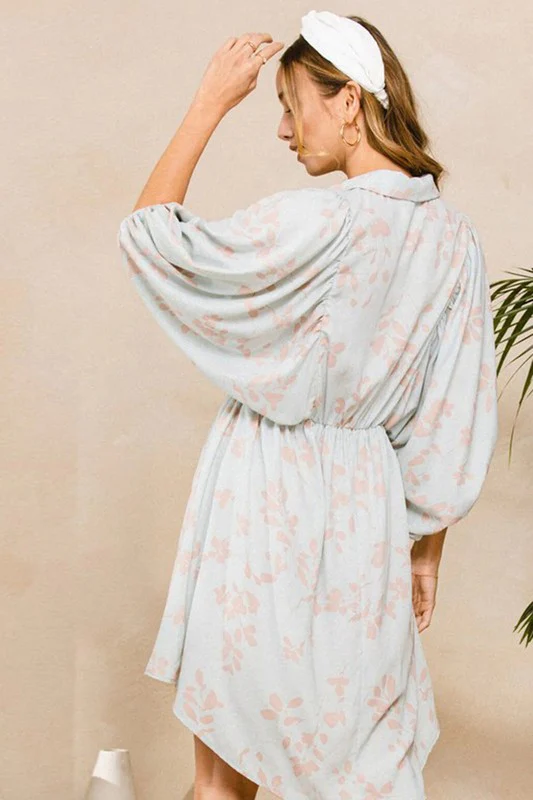 Ces Femme V-Neck Floral Elastic Waist Dress - Image 2
