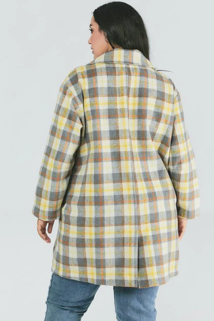 Davi & Dani Oversized Plaid Coat - Image 2