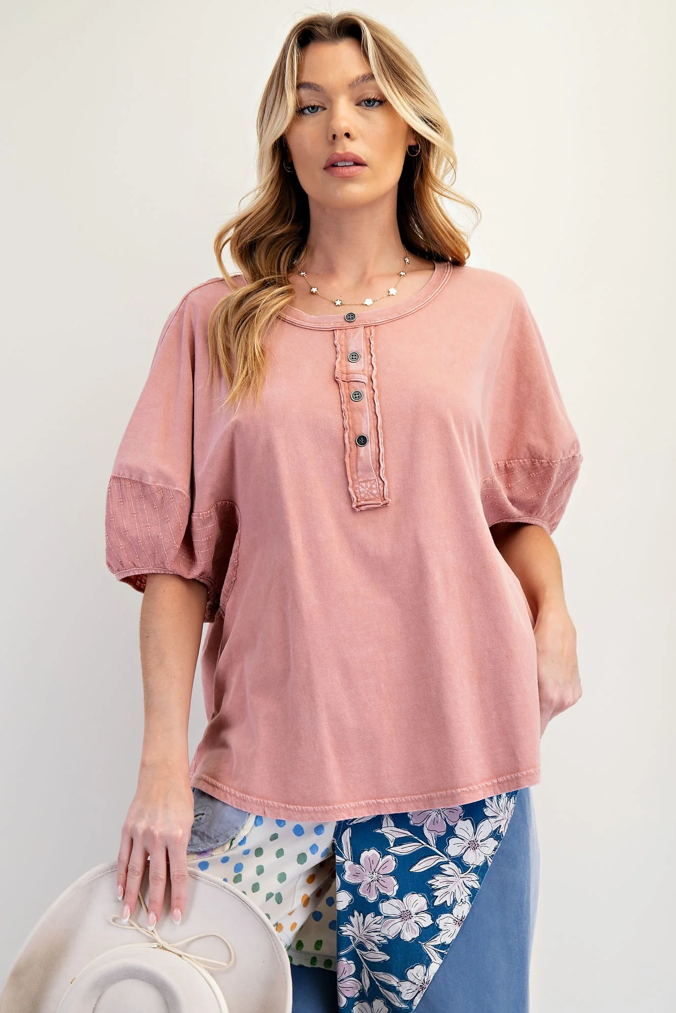 Easel Cotton Lace Knit Top