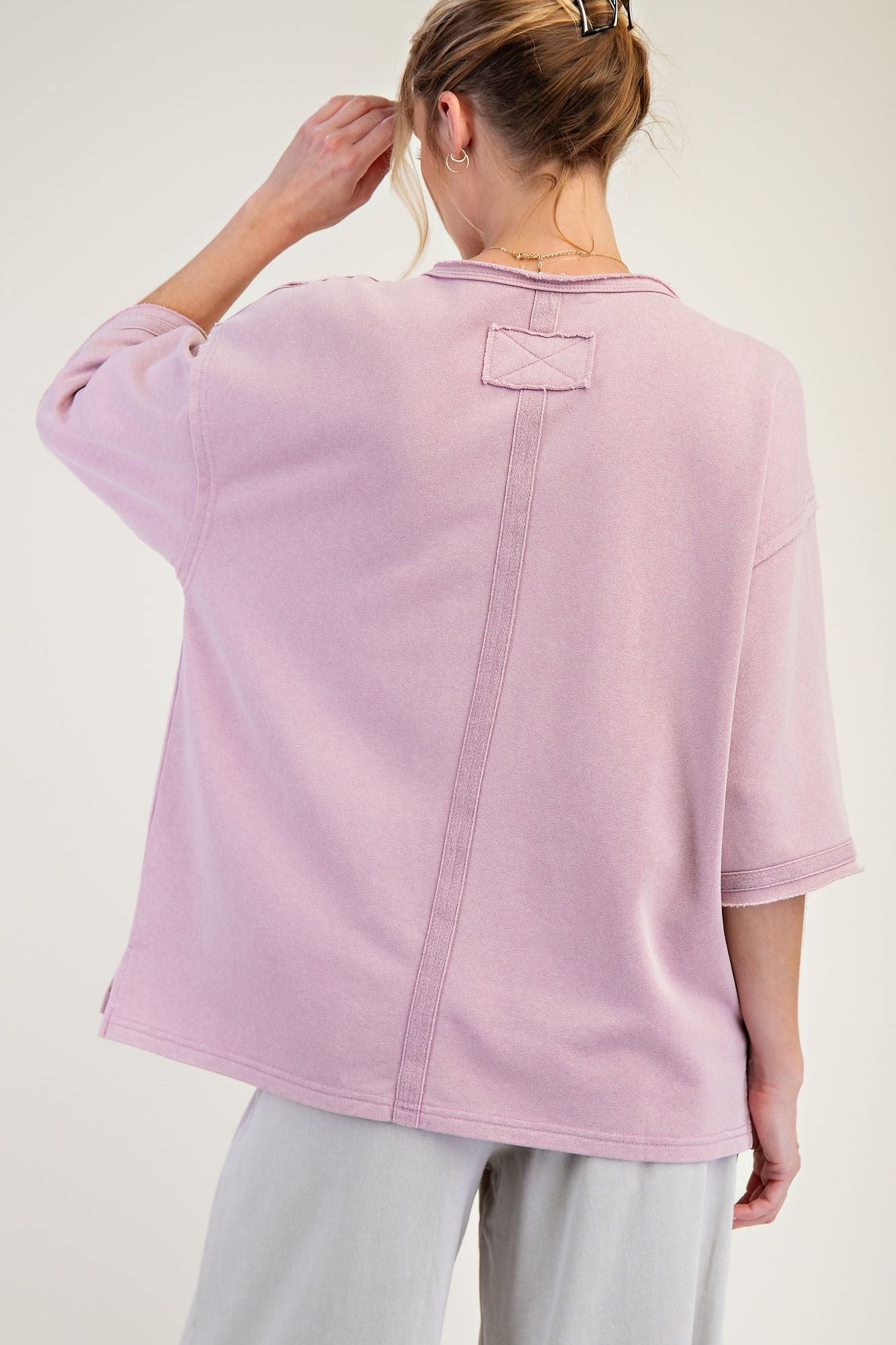 Easel Flower Patch Mineral Washed Terry Knit Top - Image 2