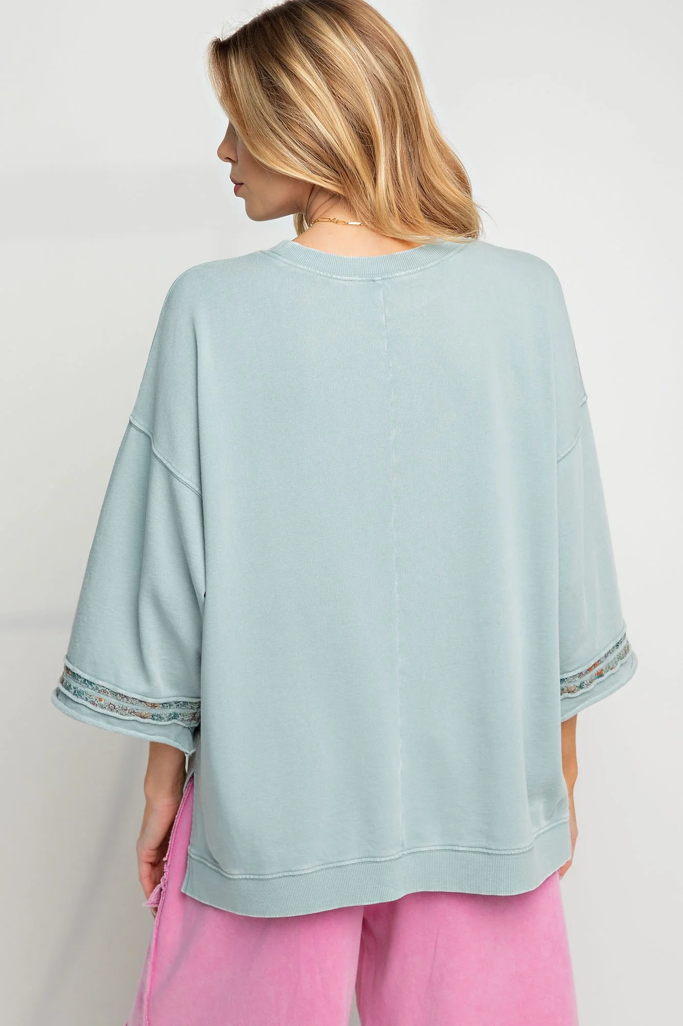 Easel Mineral Washed Terry Floral Peace Top - Image 4