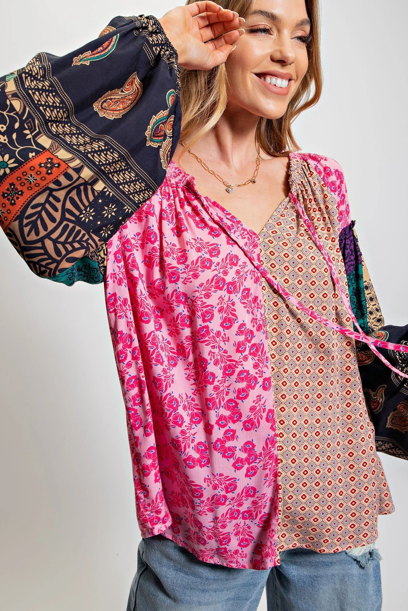 Easel Mix Print Loose Top - Image 3