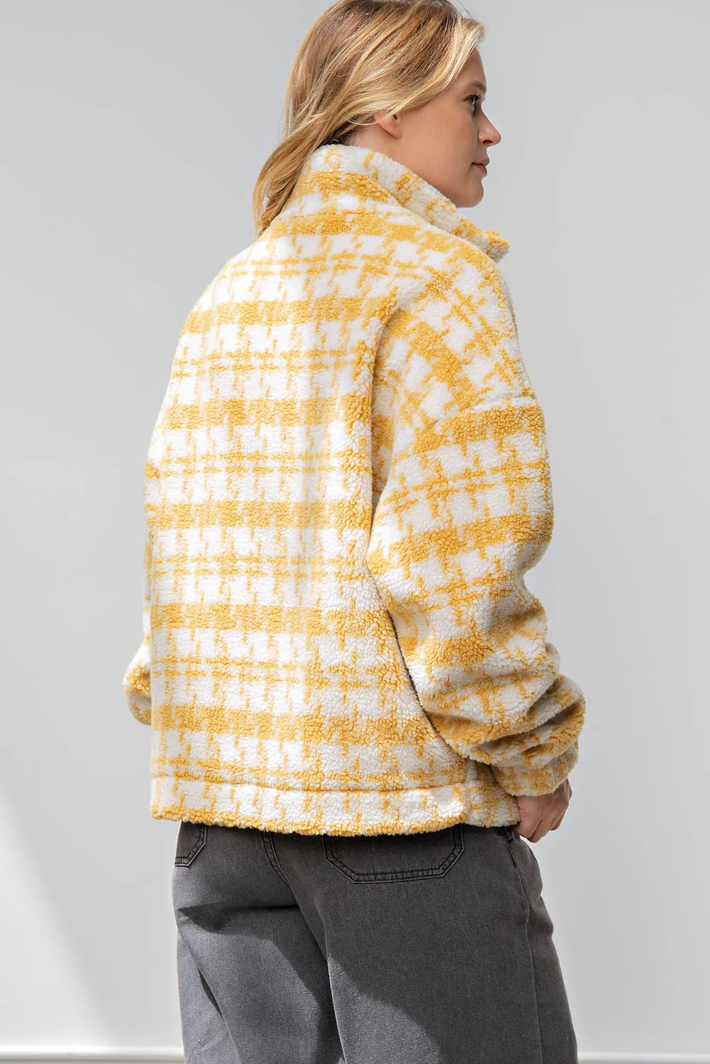 Easel Printed Faux Fur zip Up Jacket - Image 2
