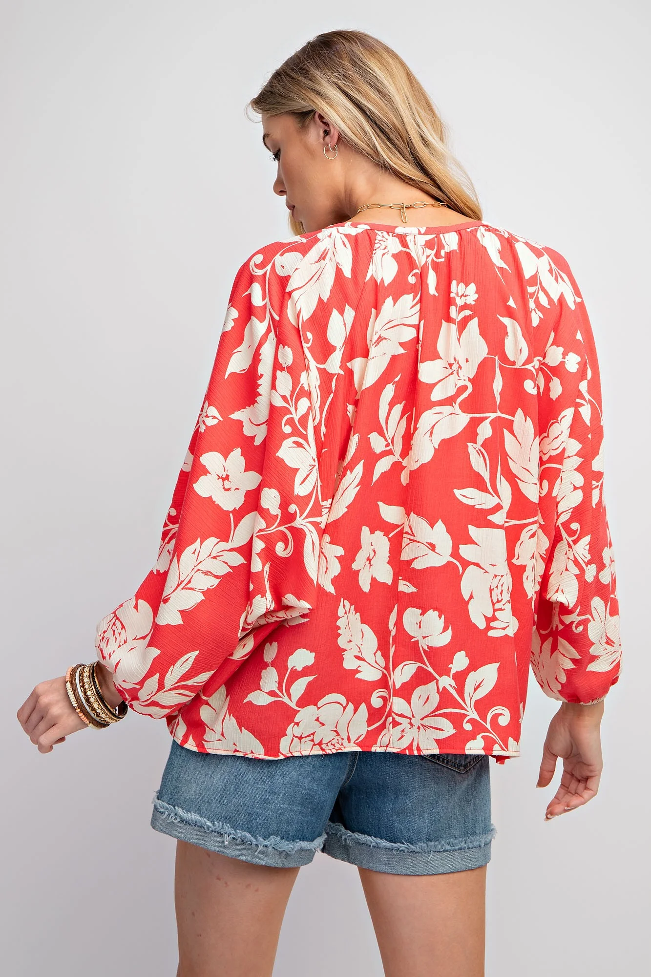 Easel Printed Peach Blossom Top - Image 2