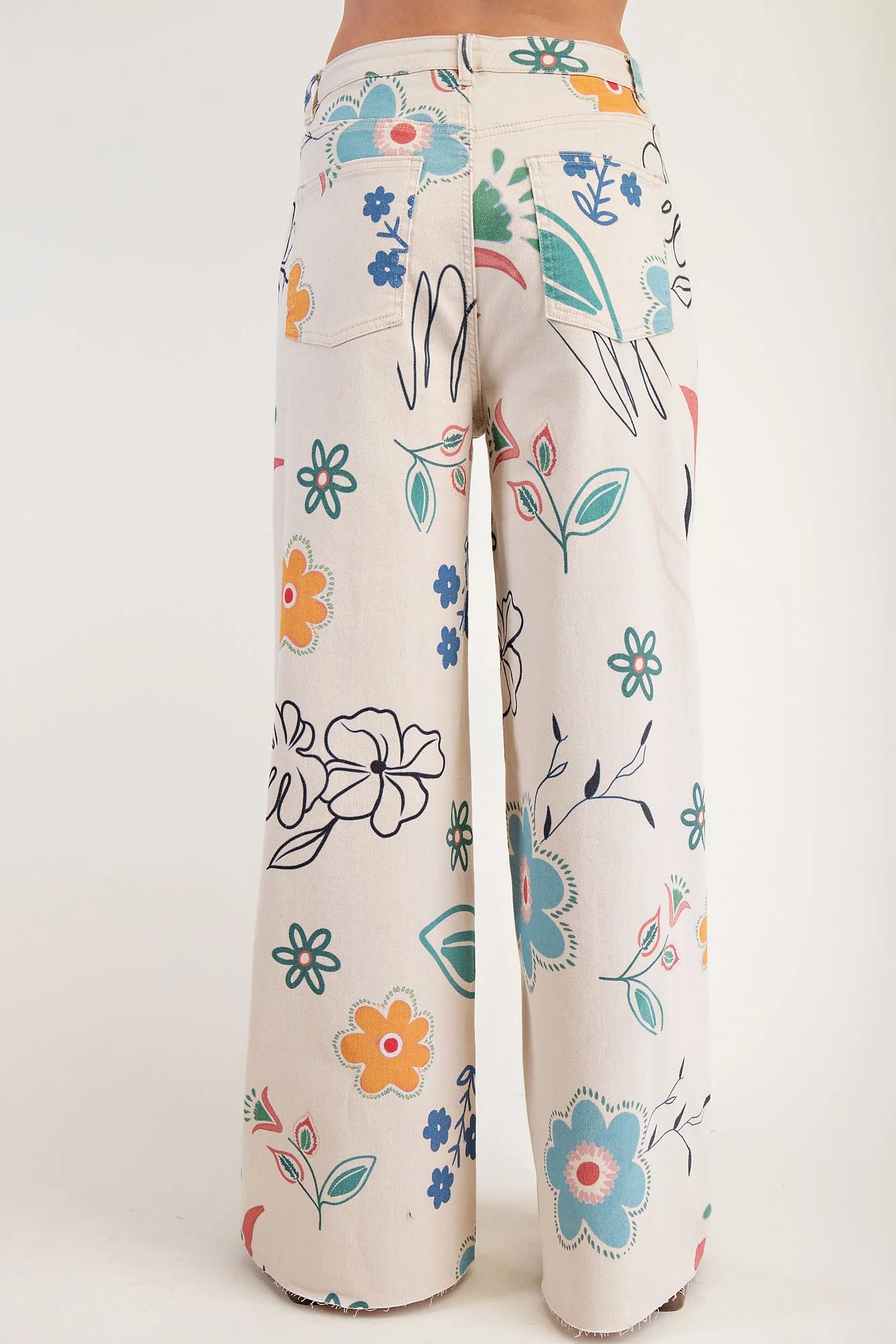 Easel Printed Washed Twill Wide Pants - Image 5