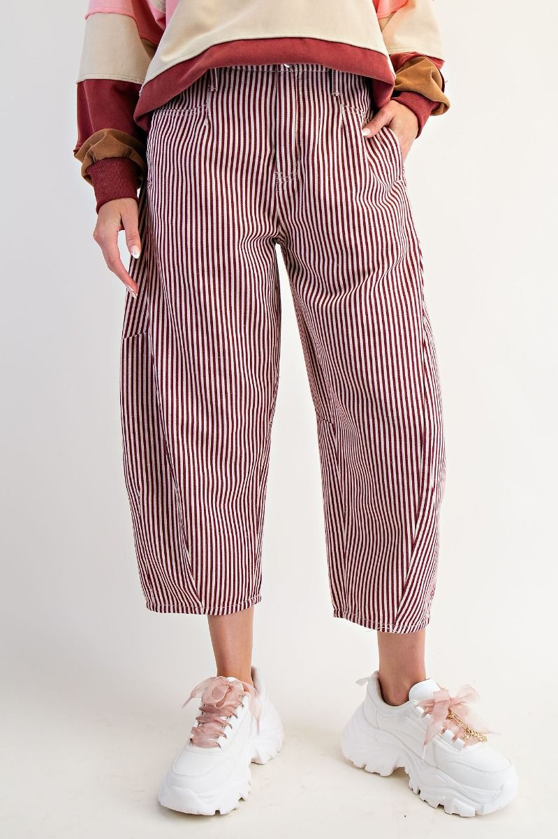 Easel Striped Washed Twill Barrel Pants - Image 2