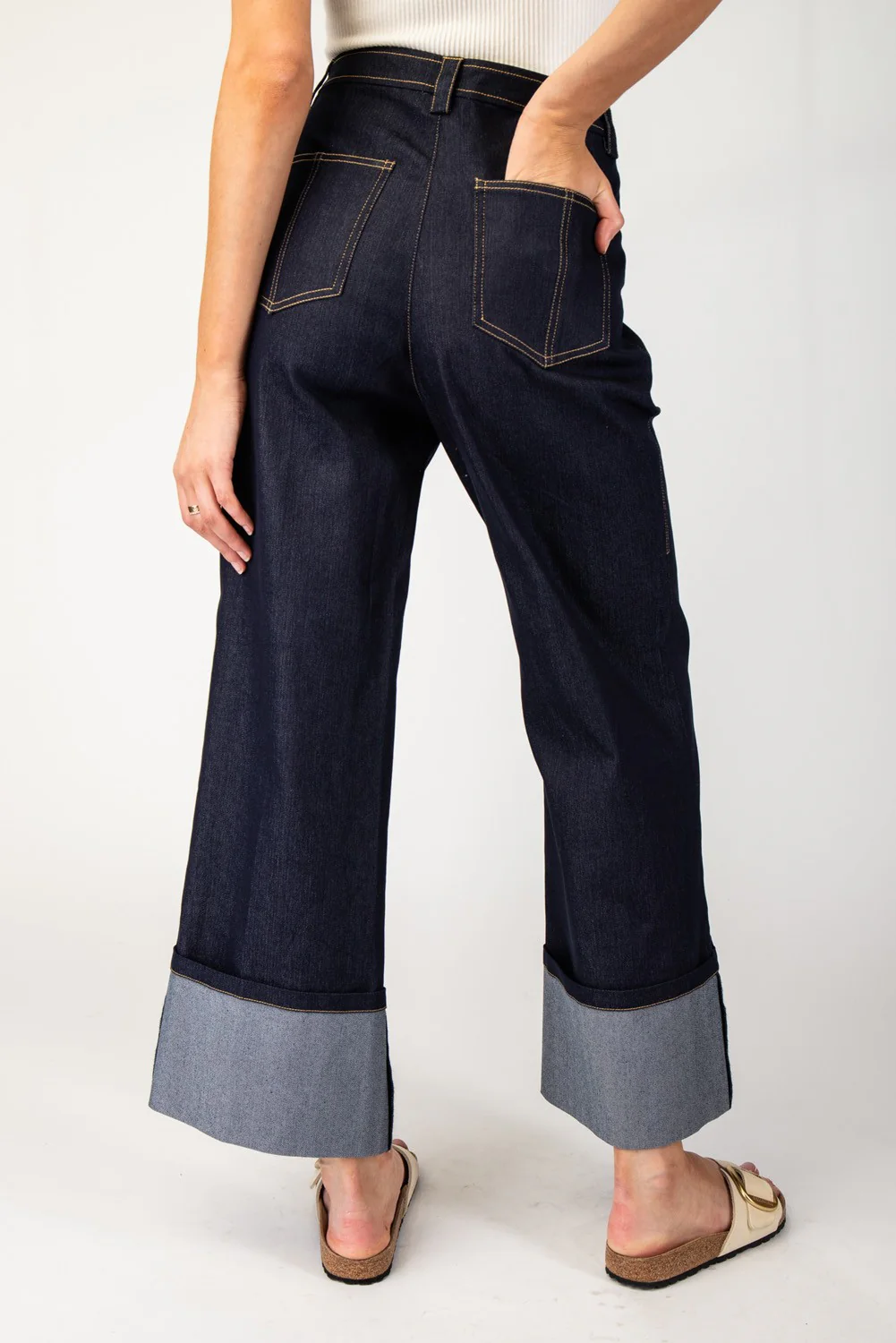 ee:some Cuff Detail Denim Pants - Image 2