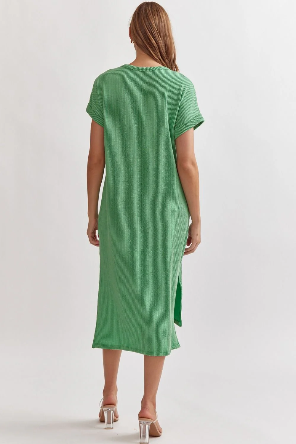 Entro Ribbed Short Sleeve Midi Dress - Image 3