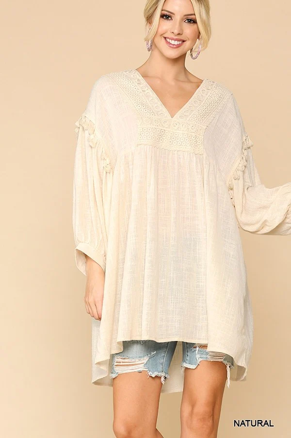 GiGiO Crochet V-Neck Swing Top Hi-Lo Hem Top/ Dress - Image 4