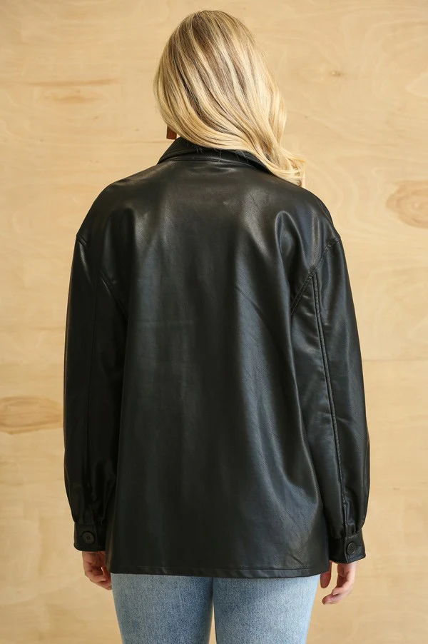 GiGio Faux Leather Button Down Shackets - Image 2