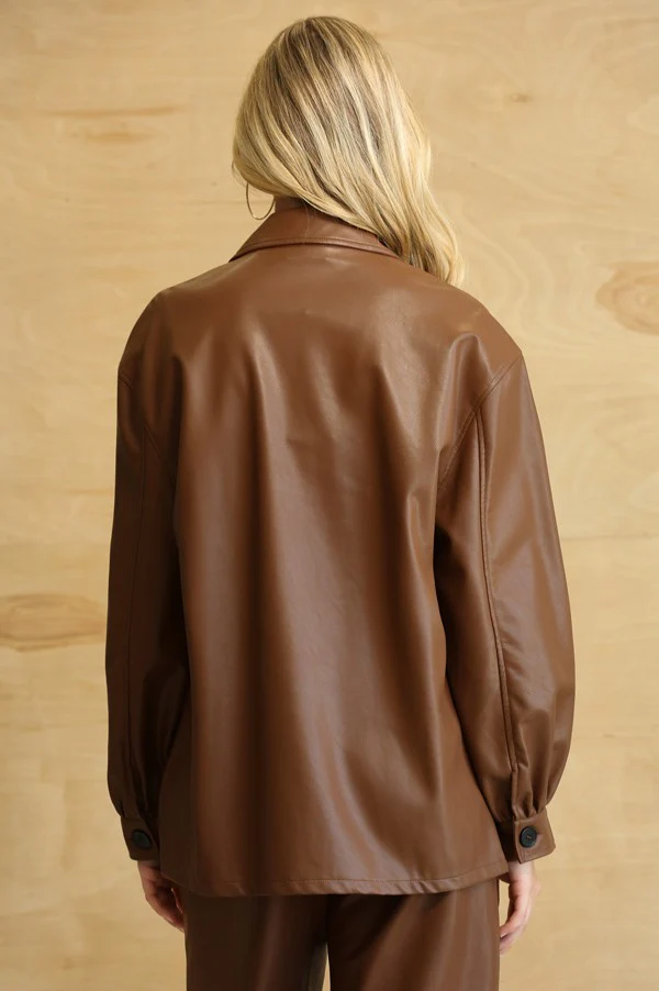 GiGio Faux Leather Button Down Shackets - Image 4
