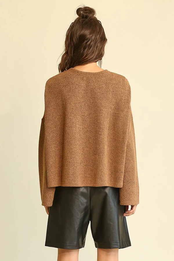 GiGio Novelty Knit and Solid Knit Mixed Loose Top - Image 2