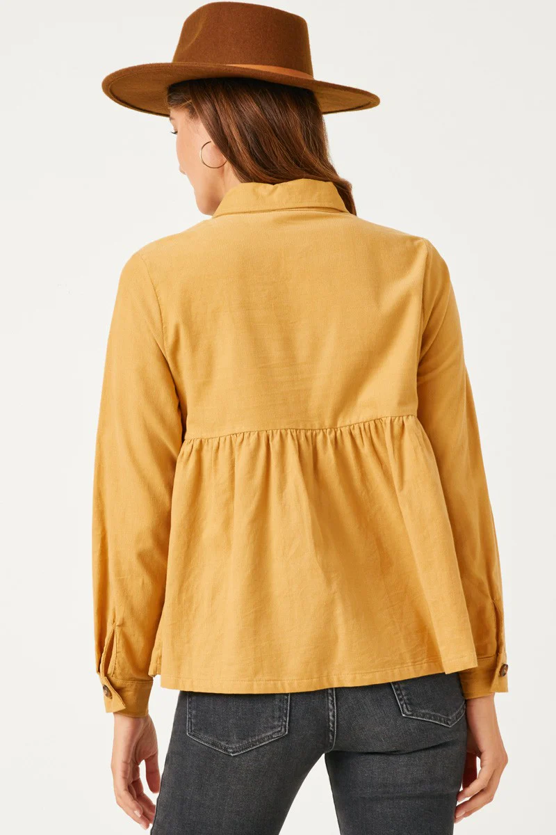 Hayden Corduroy Button Up Peplum Shirt - Image 4