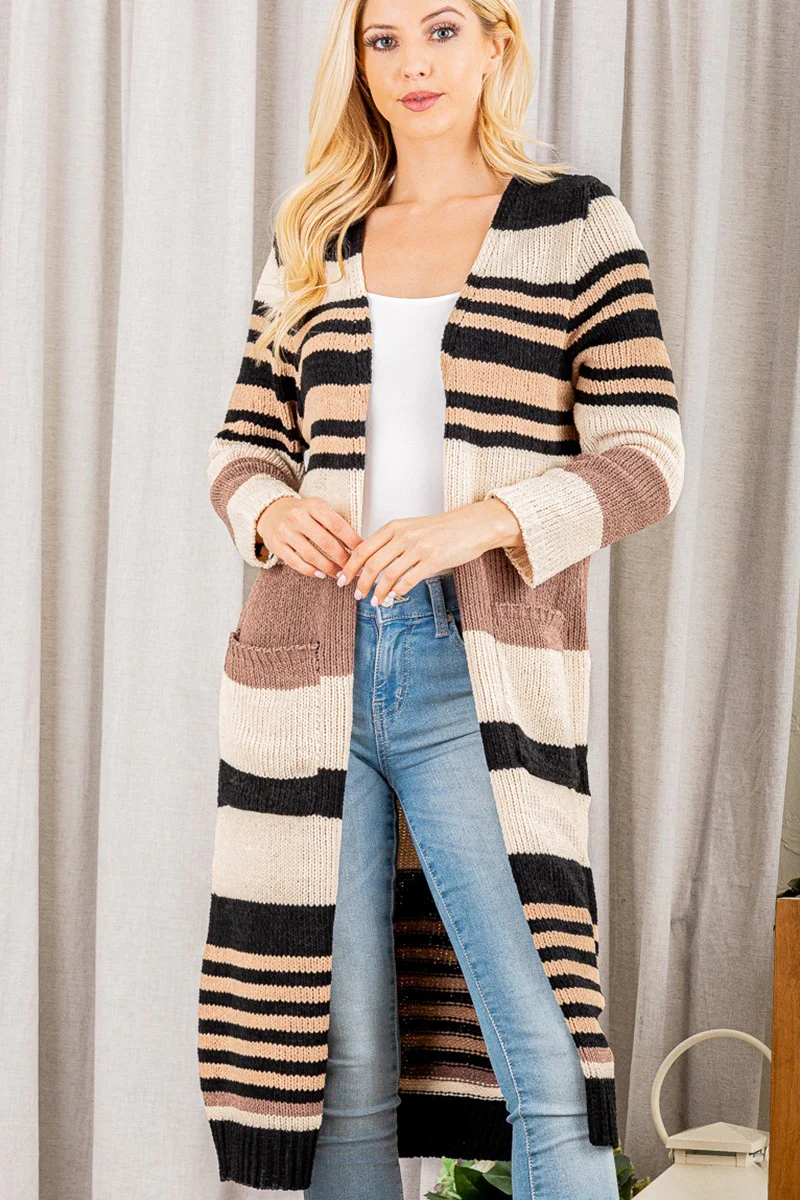 Heimish Brown Multi Long Cardigan