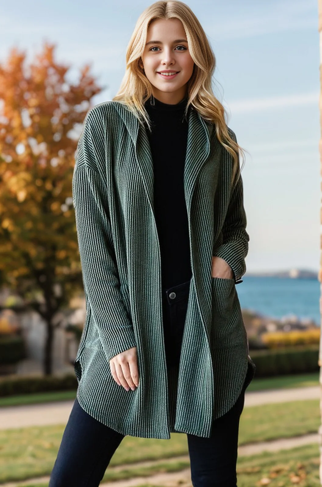 Heimish Ribbed Hoodie Open Cardigan - Image 3
