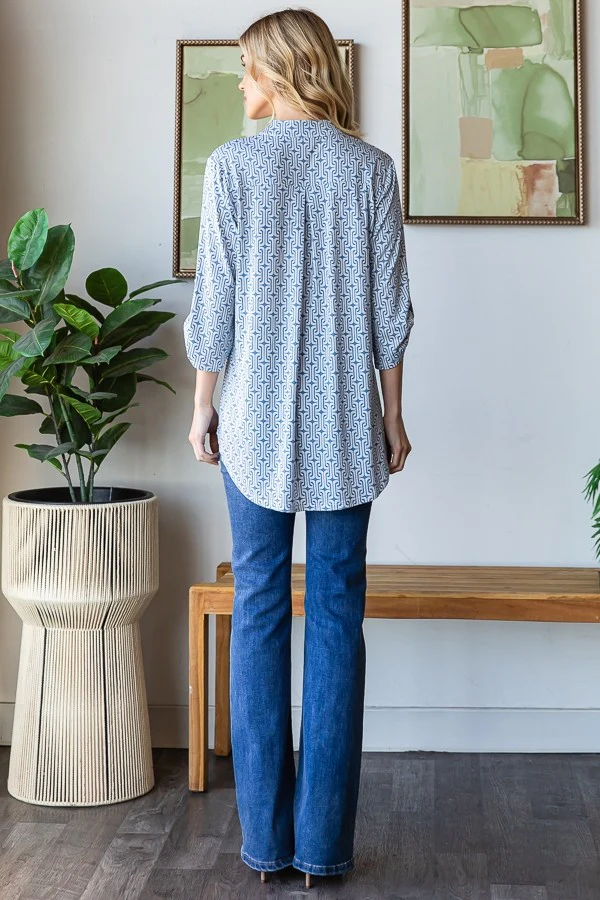 Heimish Roll Up Sleeve Mandarin Top - Image 2