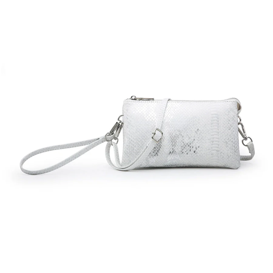 Jen & CO Riley Metallic Silver Snake Crossbody