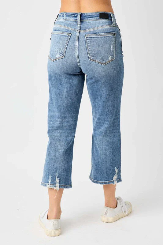 Judy Blue HW Fly Wide Leg Crop W/Destroy - Image 2
