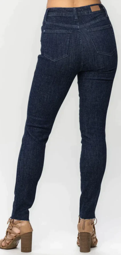 Judy Blue HW Tummy Control Raw Hem Skinny Jeans - Image 2