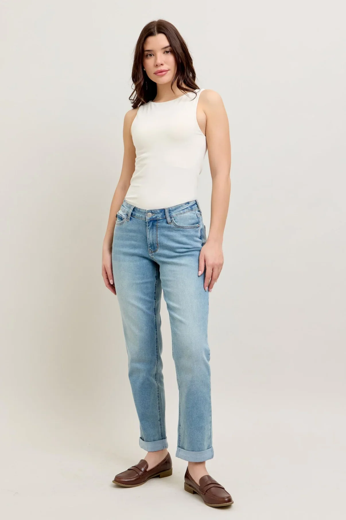 Judy Blue V-Front Cool Denim Cuff BF