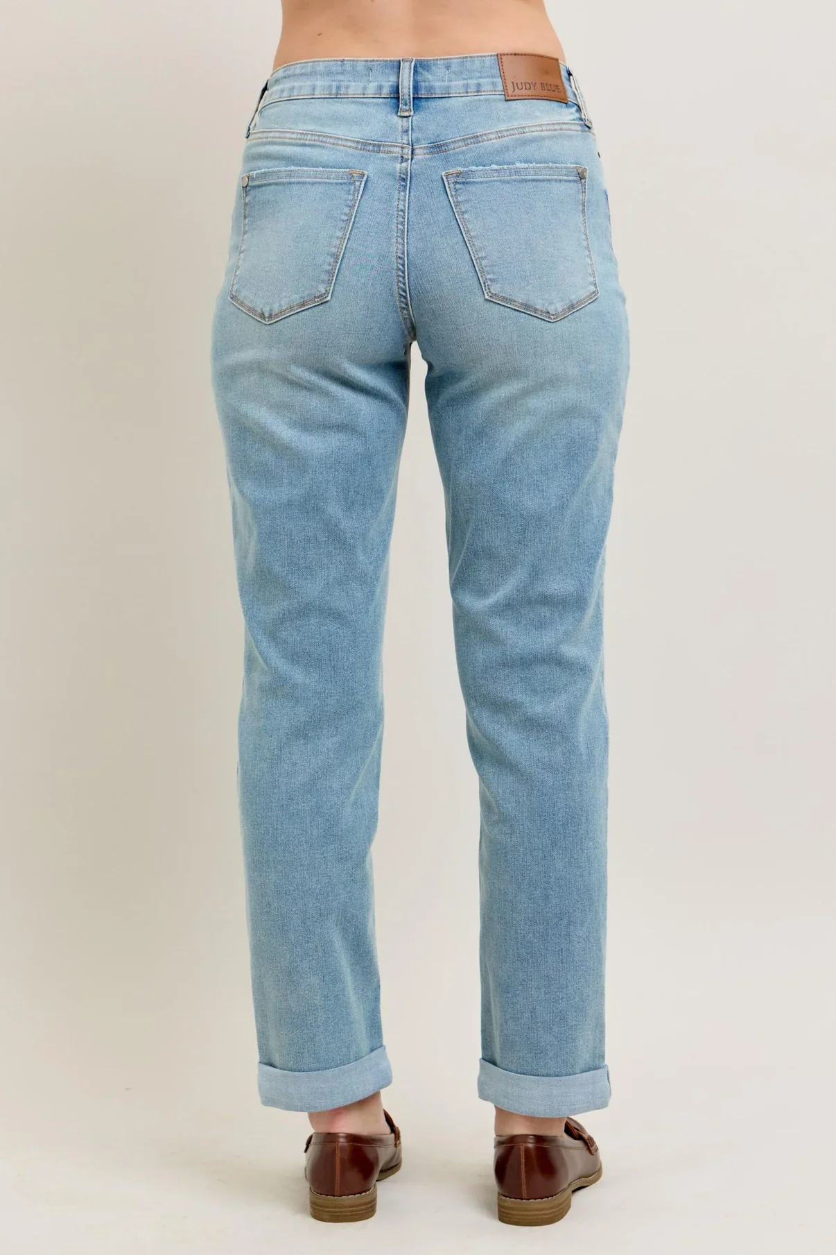 Judy Blue V-Front Cool Denim Cuff BF - Image 2