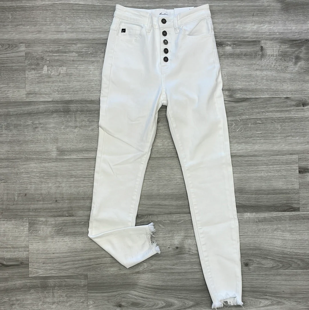 Kancan Buttonfly White Distressed Bottoms