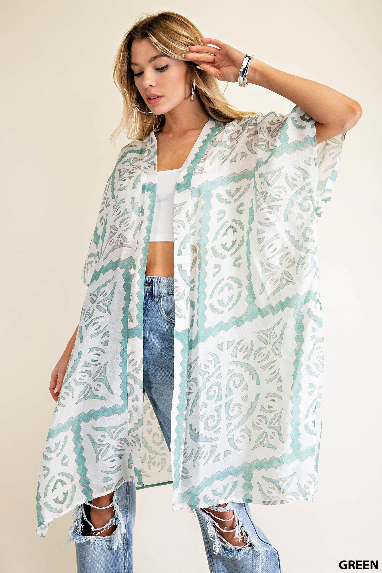 Kori America Aztec Printed Long Kimono - Image 3