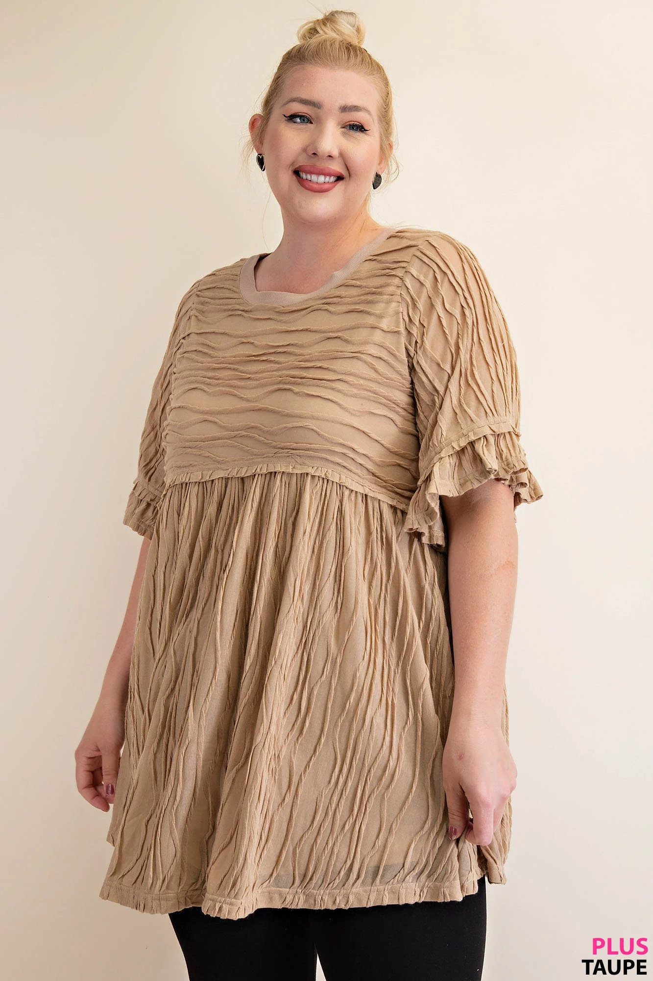Kori America Pleat Detailing Babydoll Dress/ Tunic Top - Image 4