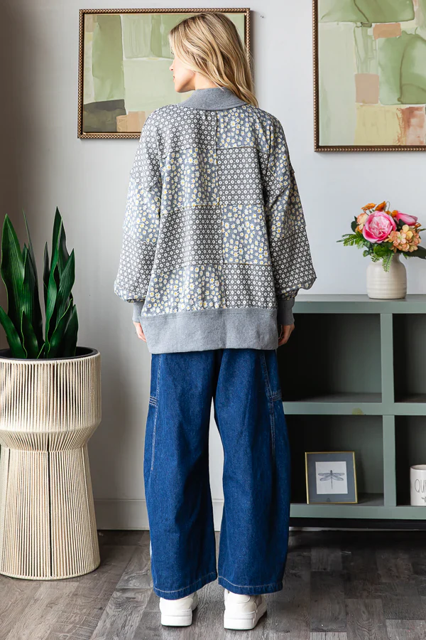 Oli & Hali Flower Pattern Funnel Neck Sweater - Image 2
