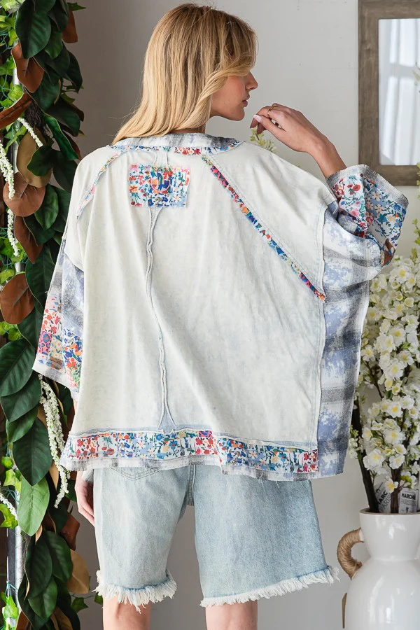 Oli & Hali Multi Print Patchwork Oversized Top - Image 2
