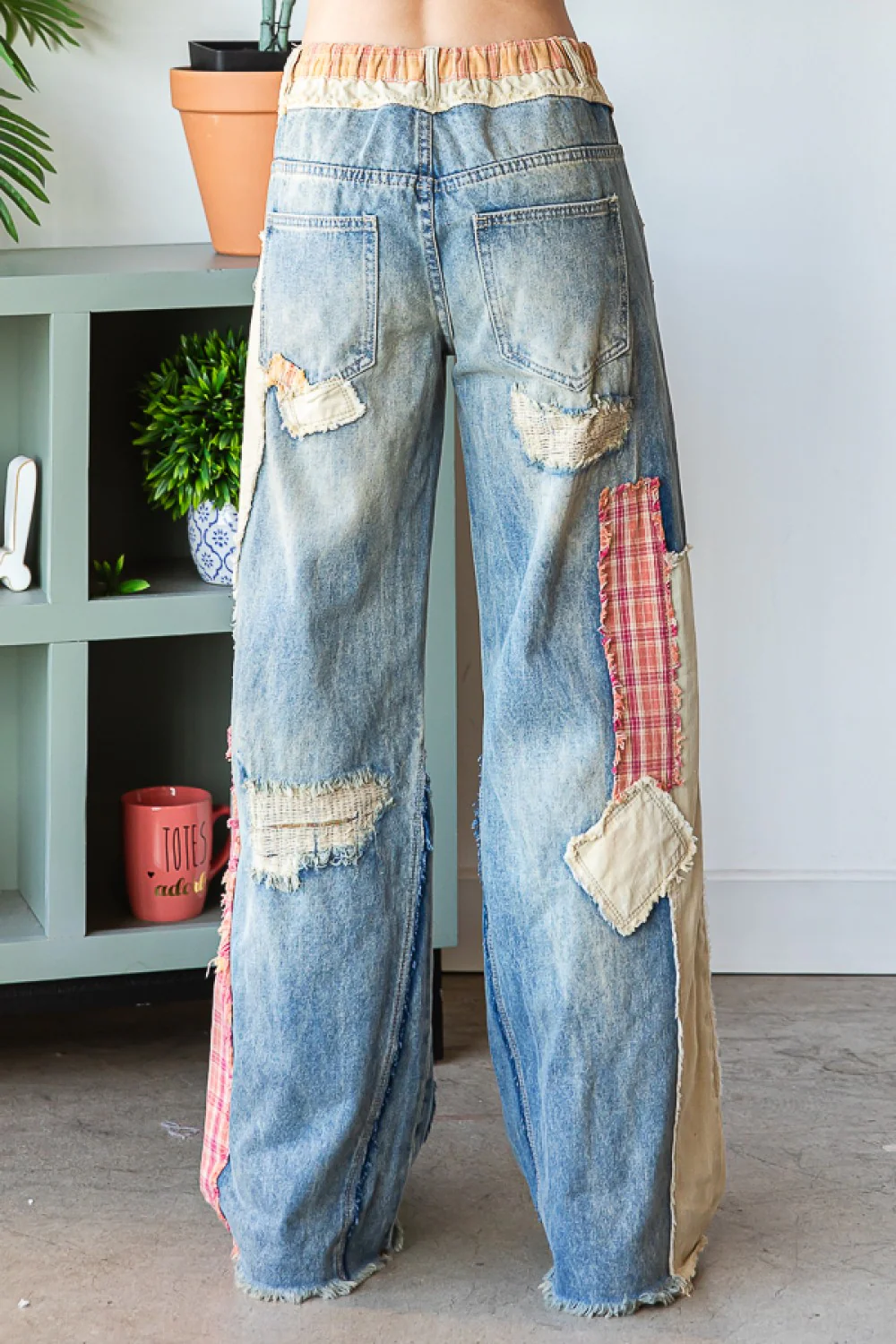 Oli & Hali Patch Detail Wide Straight Denim Pants - Image 2
