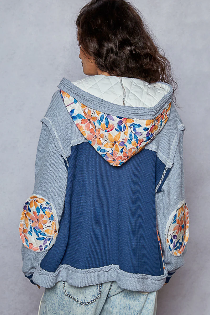 Pol Balloon Sleeve Thermal Quilted Floral Detail Jacket - Image 3