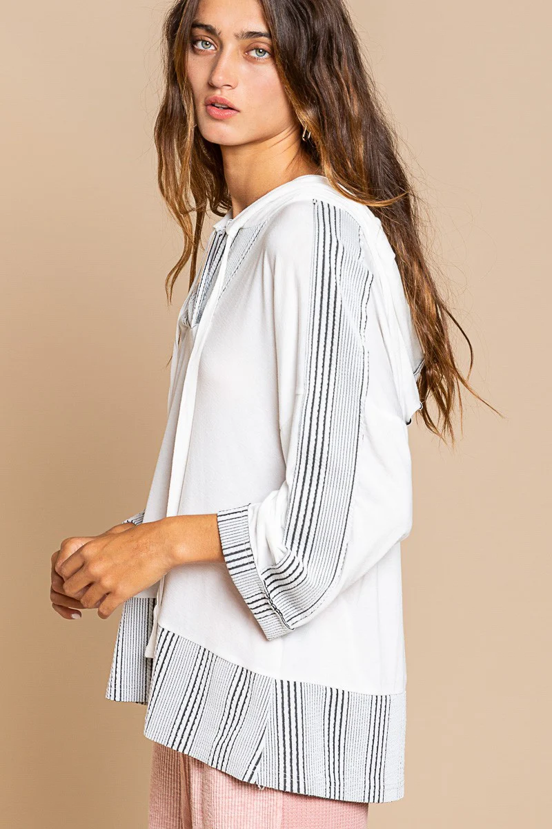 POL Off White Top with Hood - Image 3