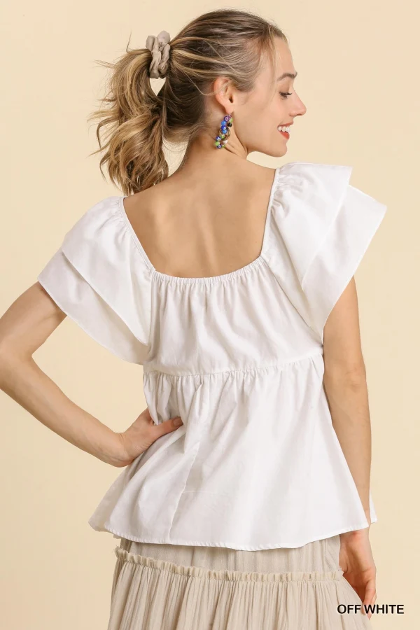 Umgee Smocked Poplin Short Sleeve Ruffle Top - Image 5