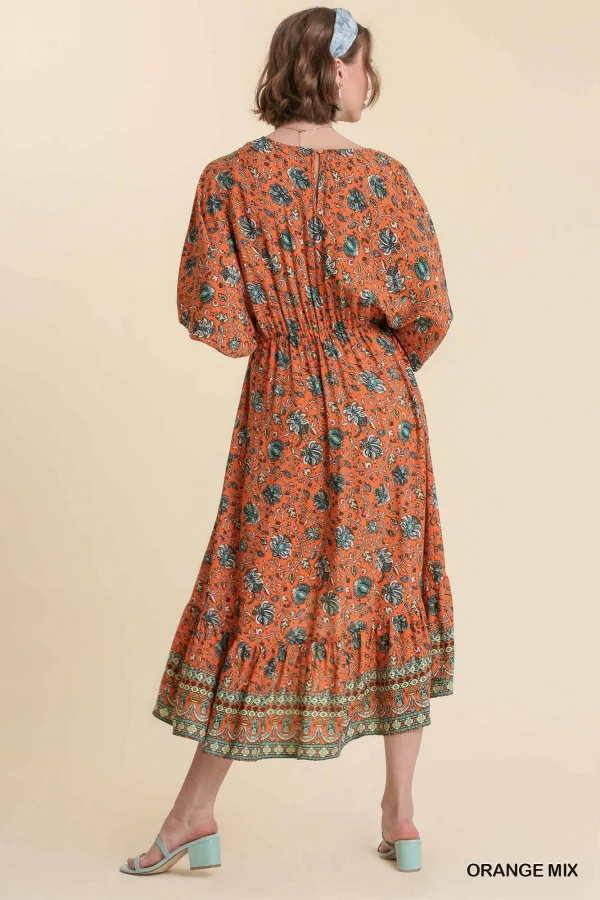 Umgee V-Neck Paisley Dress With High Low Hem - Image 2