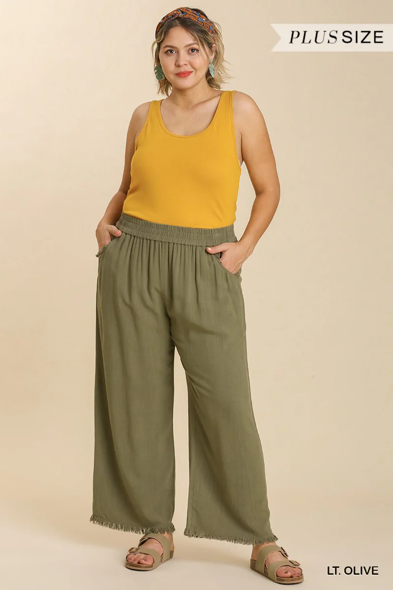 Umgee Wide Leg Pant With Frayed Hem - Image 10
