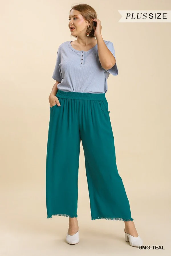 Umgee Wide Leg Pant With Frayed Hem - Image 11