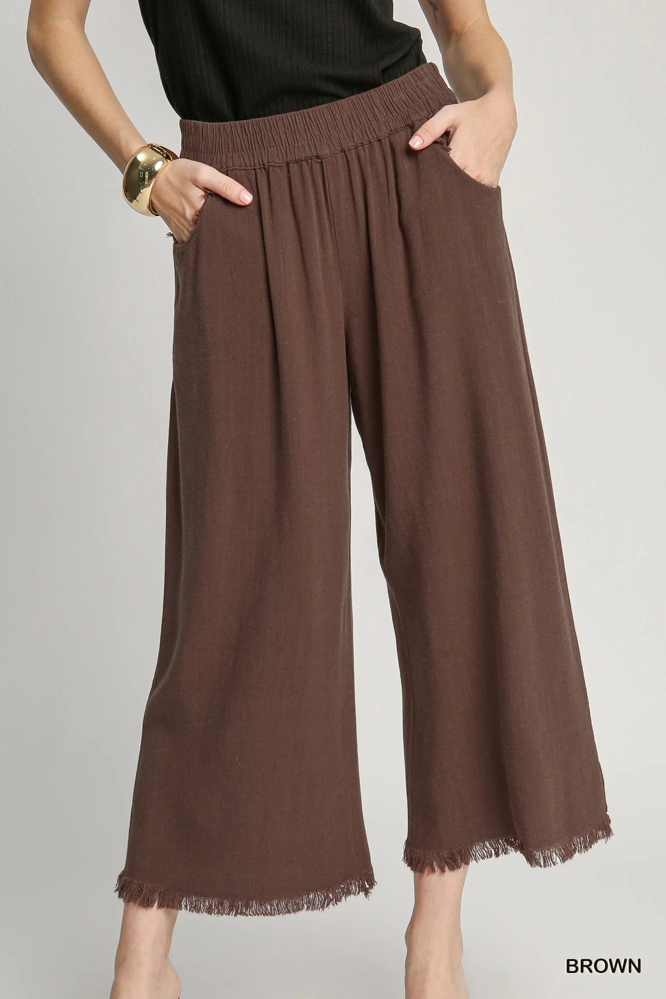 Umgee Wide Leg Pant With Frayed Hem - Image 15