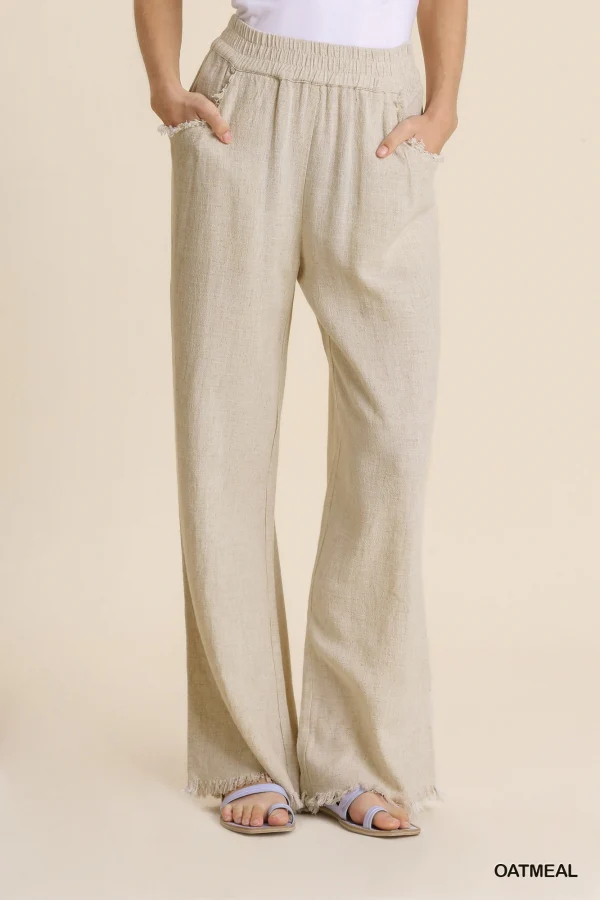 Umgee Wide Leg Pant With Frayed Hem - Image 4
