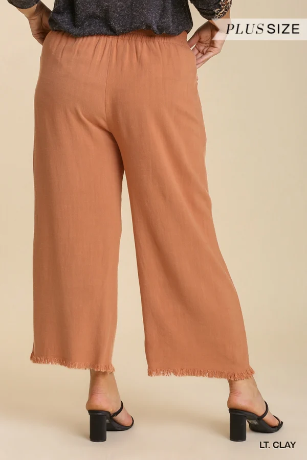 Umgee Wide Leg Pant With Frayed Hem - Image 6