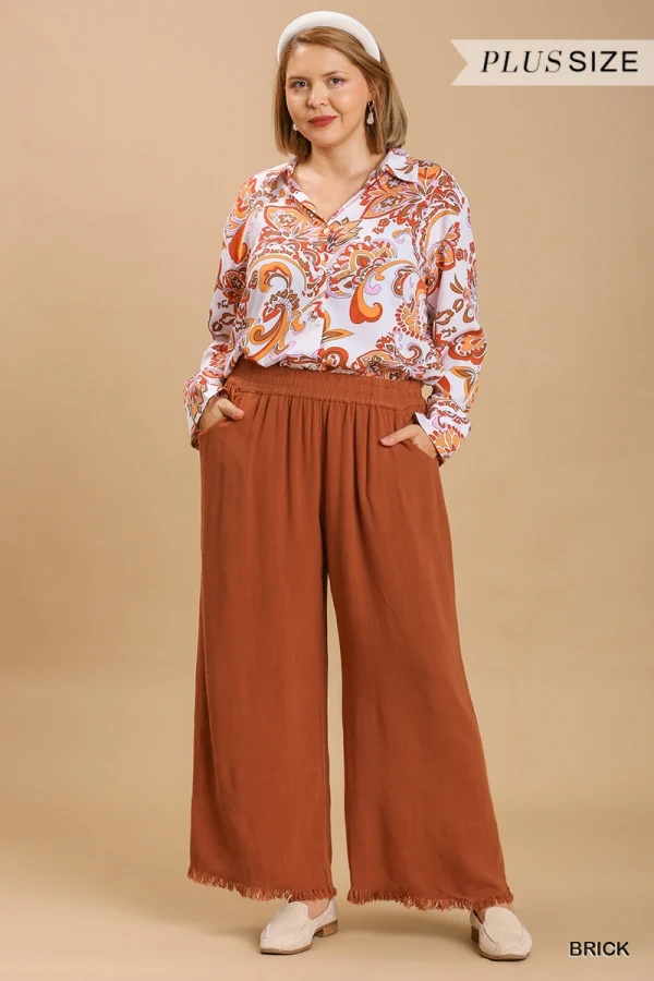 Umgee Wide Leg Pant With Frayed Hem - Image 7