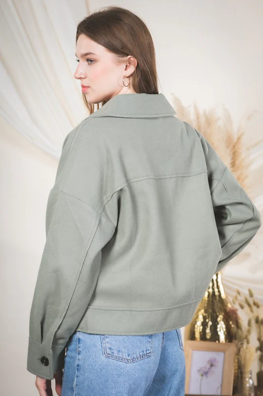 Very J Oversized Pocket Patched Collared Shacket - Image 2