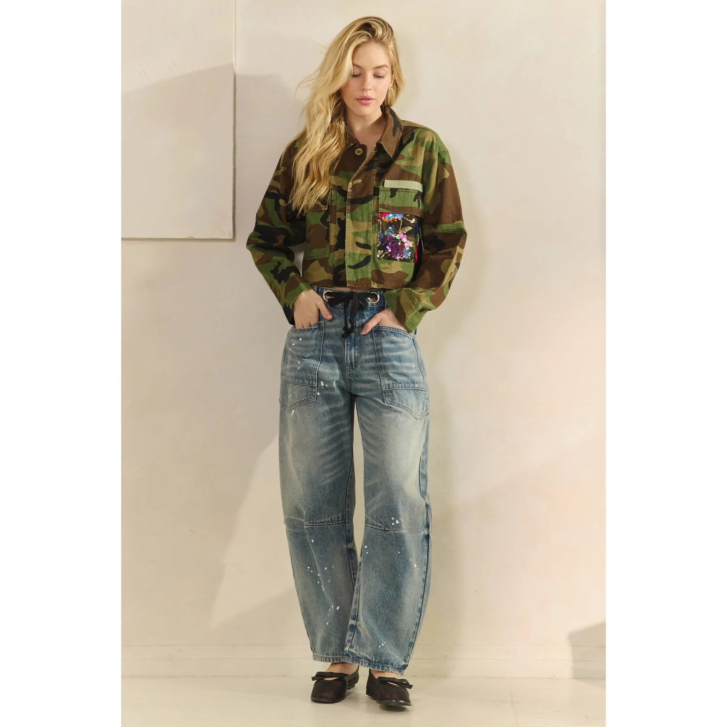 Veveret Camo Sequin Jacket