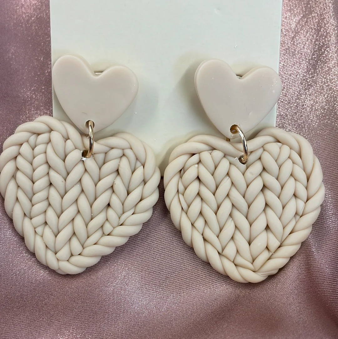 Weaved Heart Dangle Earrings - Image 3