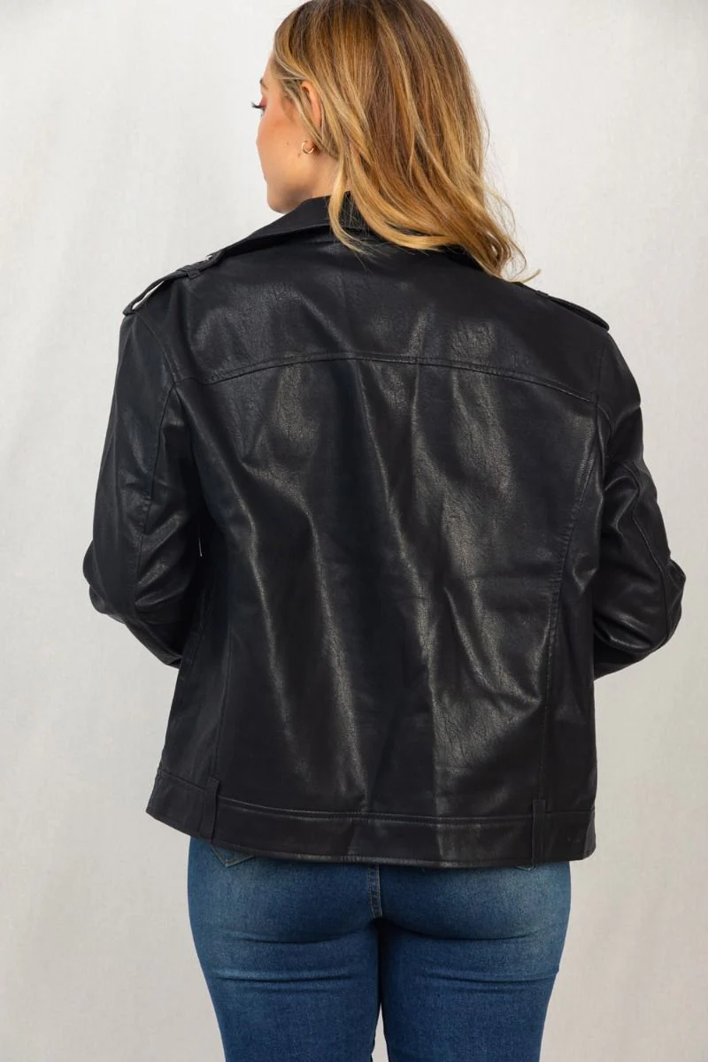White Birch Abstract Zipper Biker Jacket - Image 2