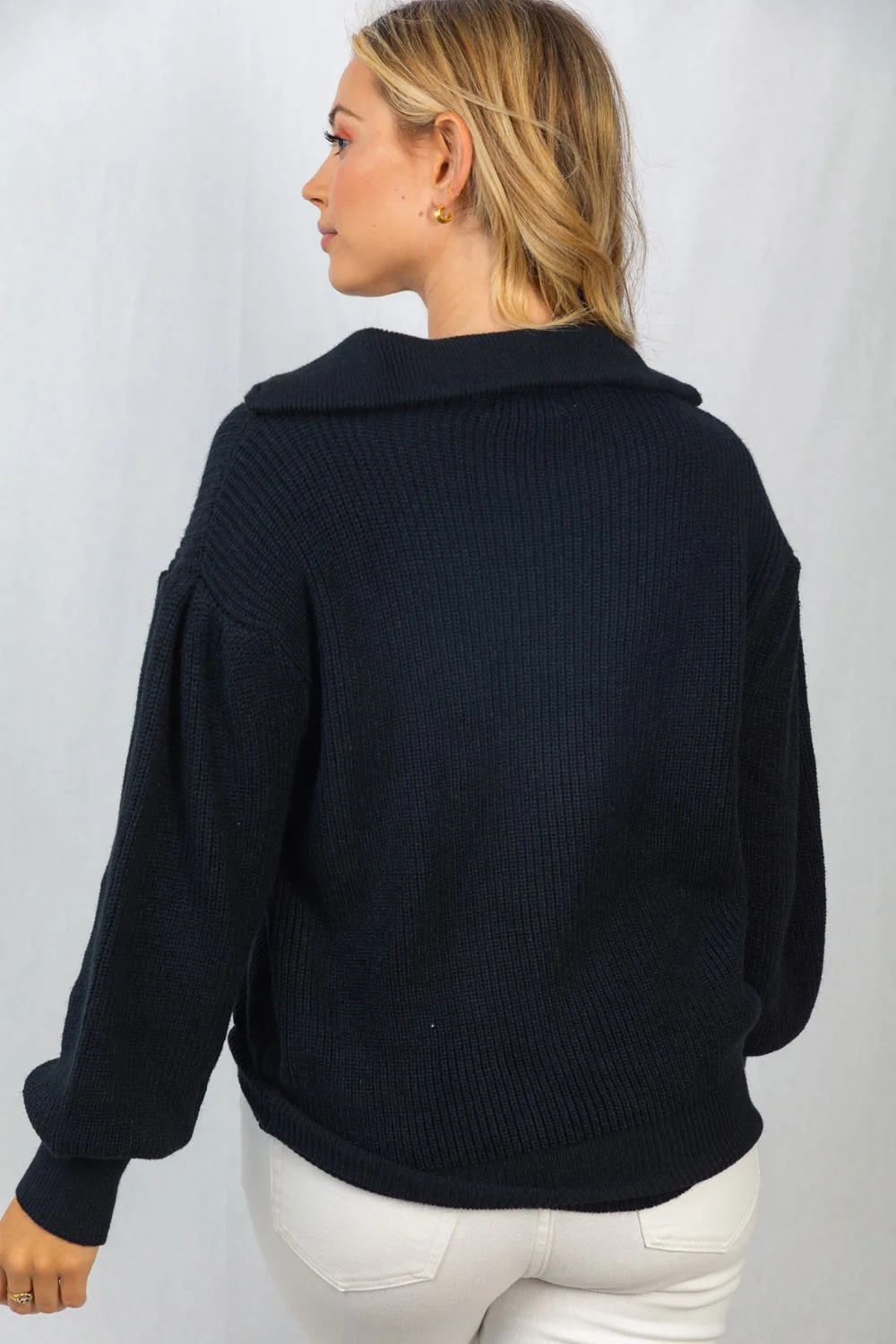 White Birch Knit Sweater with 3/4 Zip - Image 2