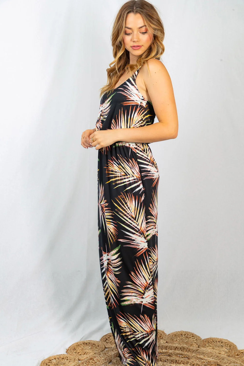 White Birch Sleeveless Leaf Print Dress - Image 3